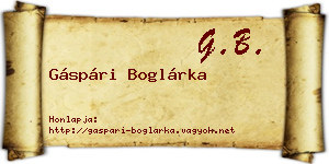 Gáspári Boglárka névjegykártya
